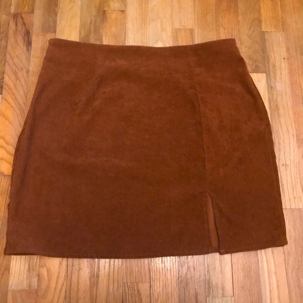 rust brown corduroy mini skirt